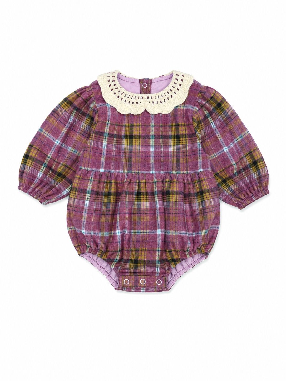 teela Purple Plaid Romper 23-214A AW26