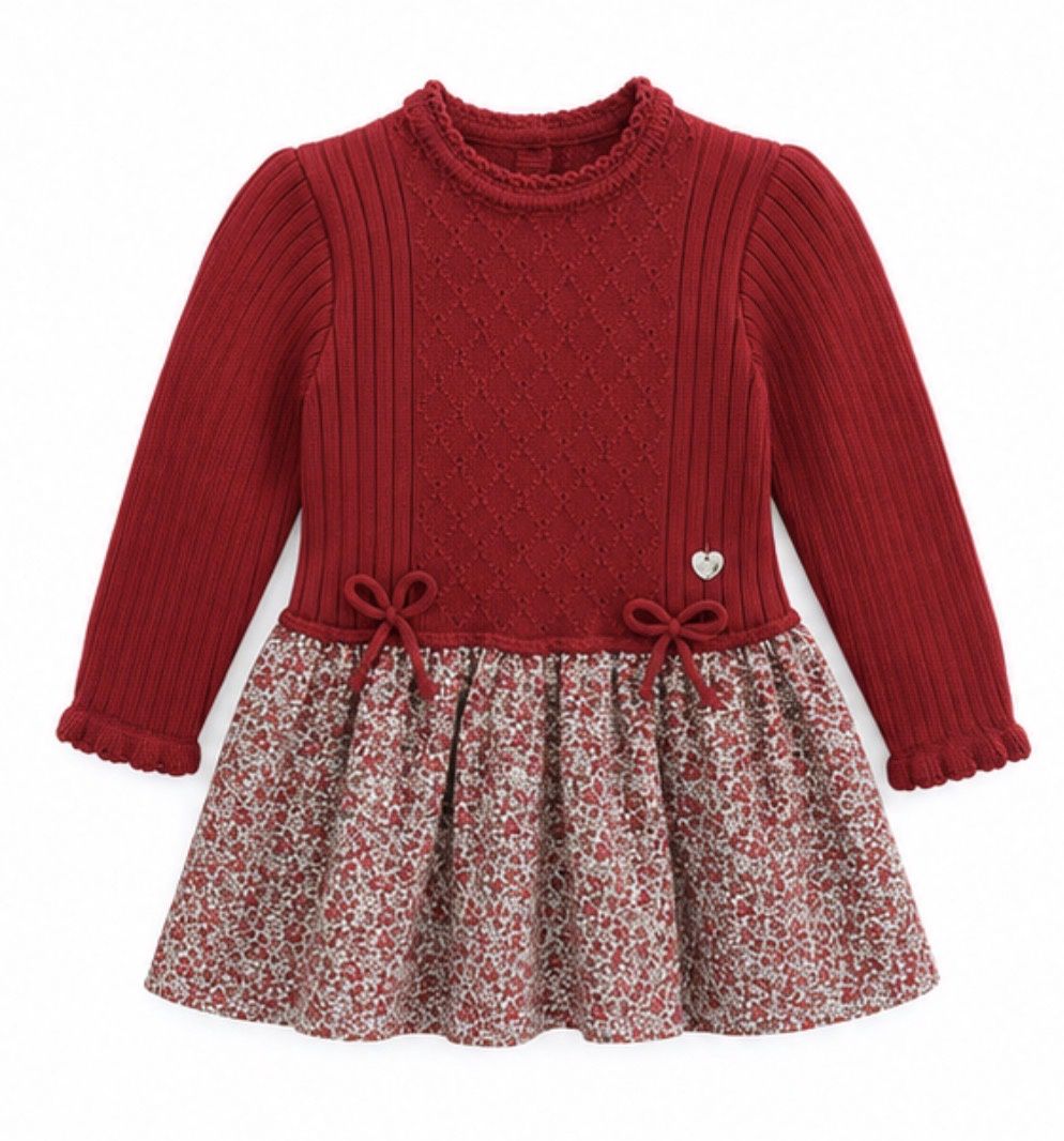 Granlei Children'sKnitted Dress-Floral Embroidery