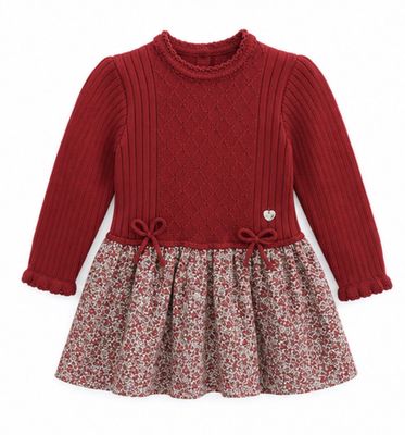 Granlei Children'sKnitted Dress-Floral Embroidery