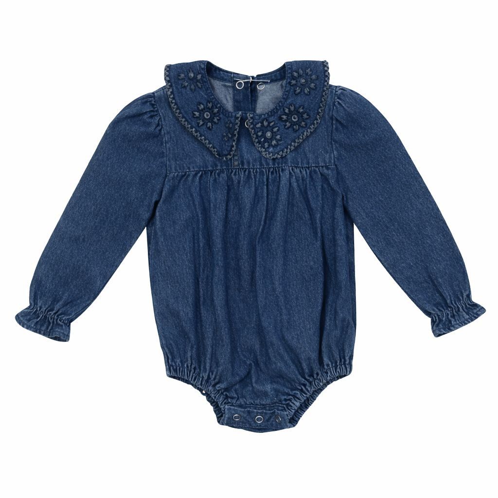 Bonjoy Crochet Denim Romper - Girls TW26006GR AW26
