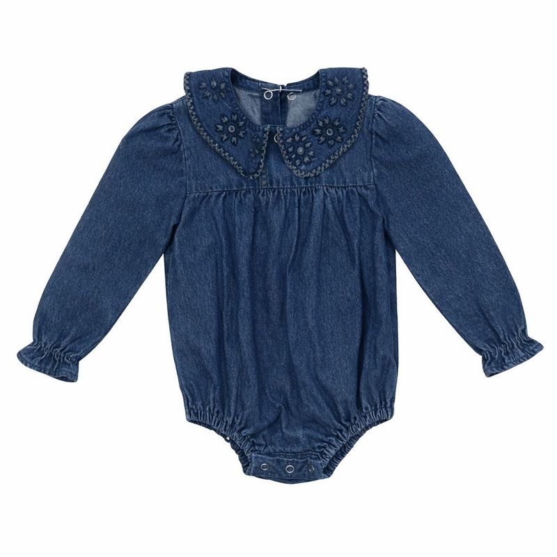 Bonjoy Crochet Denim Romper - Girls TW26006GR AW26
