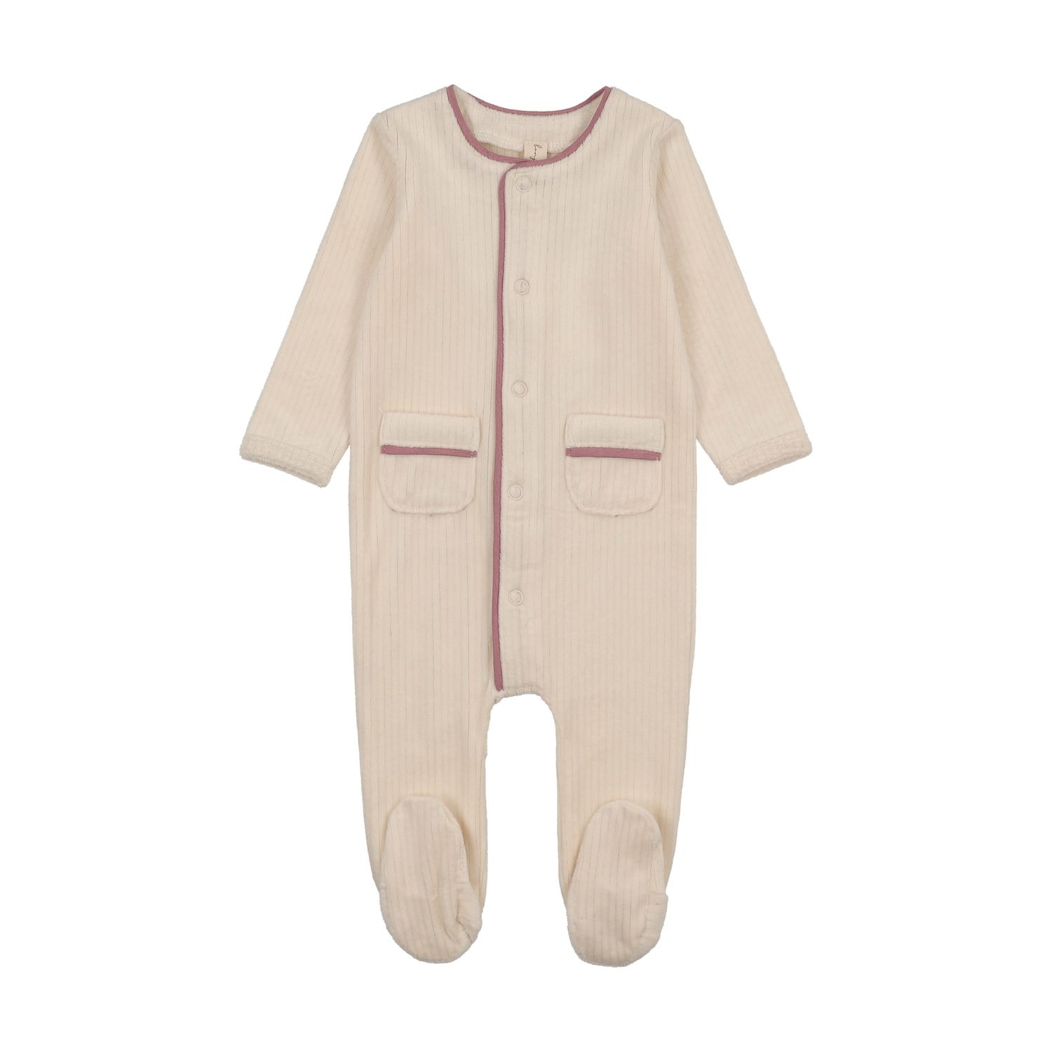 Bonjoy Ribbed Velour Piping Footie BWL262007F AW26