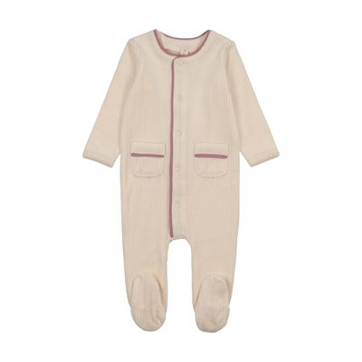 Bonjoy Ribbed Velour Piping Footie BWL262007F AW26