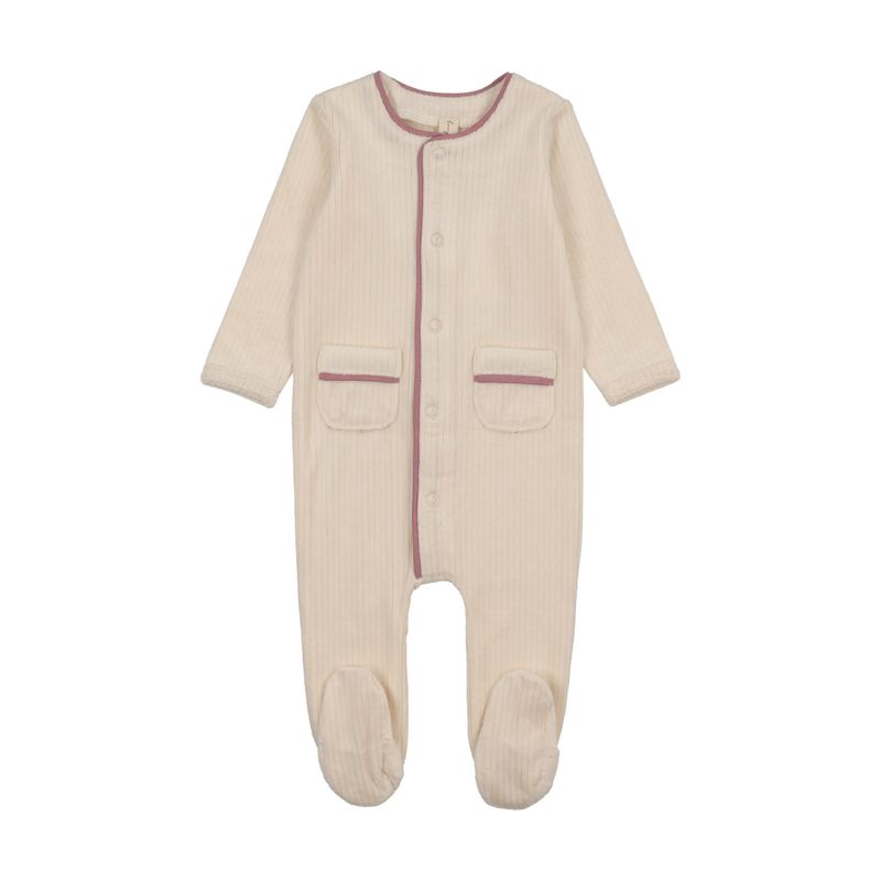 Bonjoy Ribbed Velour Piping Footie BWL262007F AW26