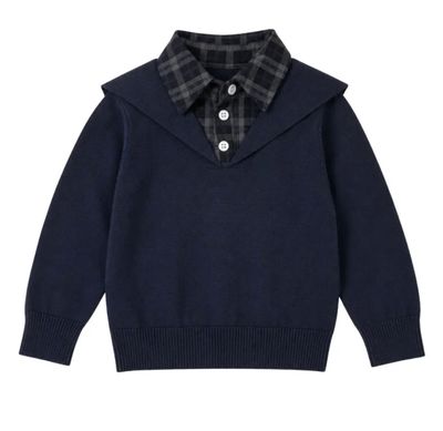 Bonjoy Velvet Plaid Knit Shirt - Boys SW26006BS AW26