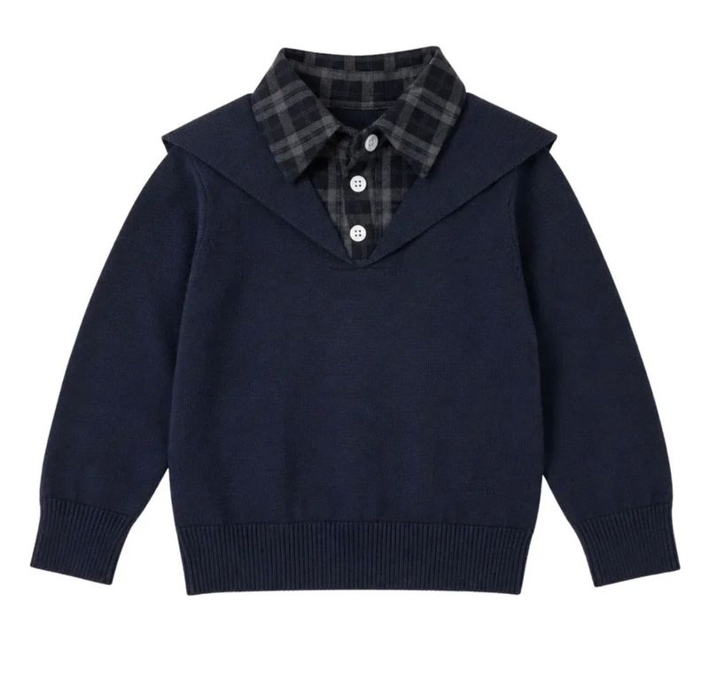 Bonjoy Velvet Plaid Knit Shirt - Boys SW26006BS AW26