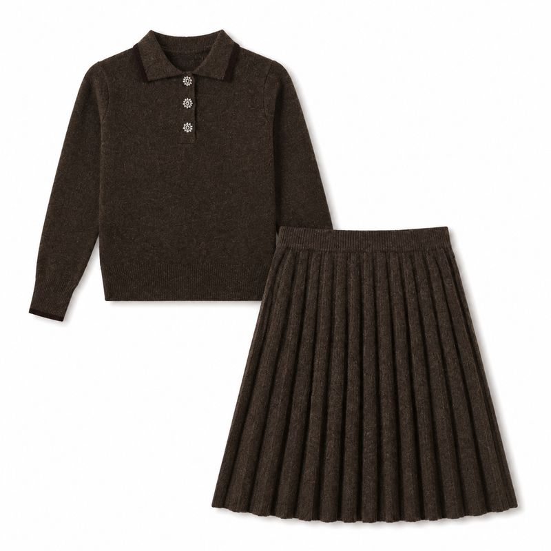 Mallory and Merlot Hazel Trimmed Knit Polo with skirt set C 27855 AW26