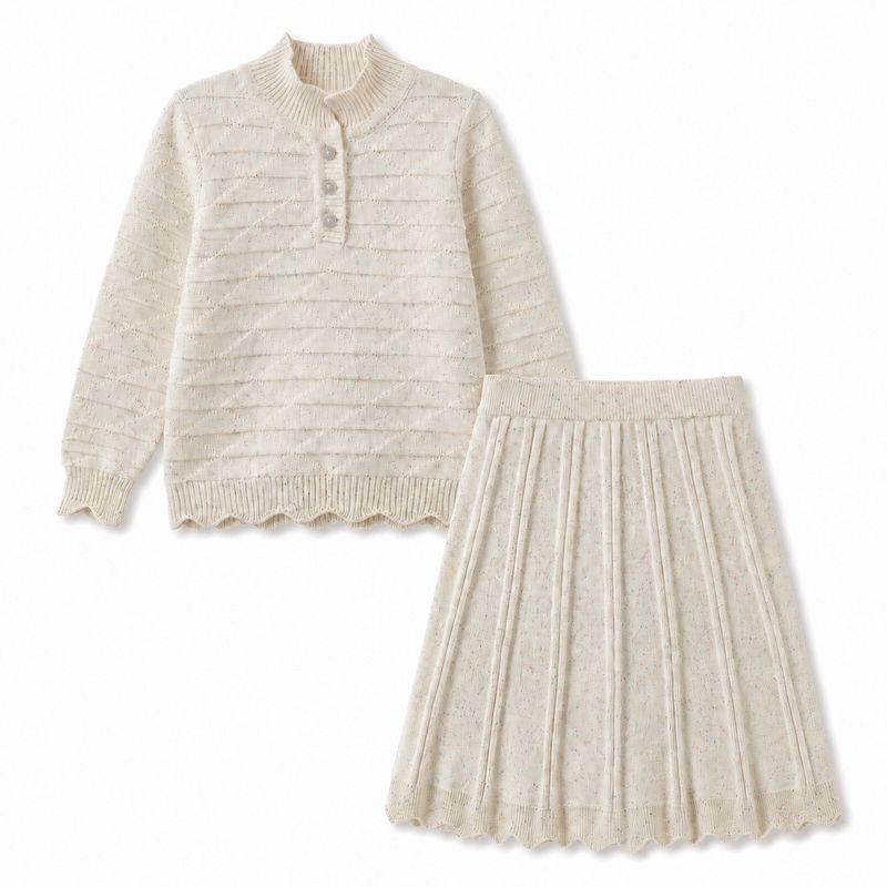 One Child Marled Knit Scallop Trim Sweater C 27006 AW26