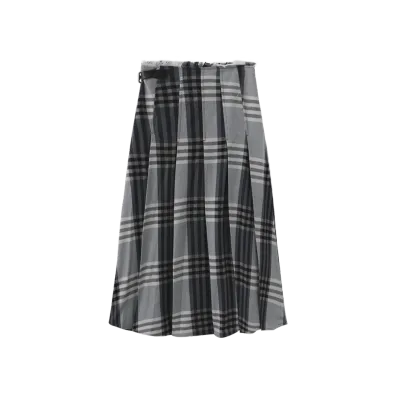 Mallory and Merlot Plaid Raw Edge Buckle Skirt C 28564 AW26