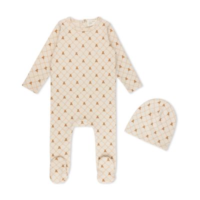 L'Amour Lou BEAR GRID PRINT FOOTIE LLFW15 AW26