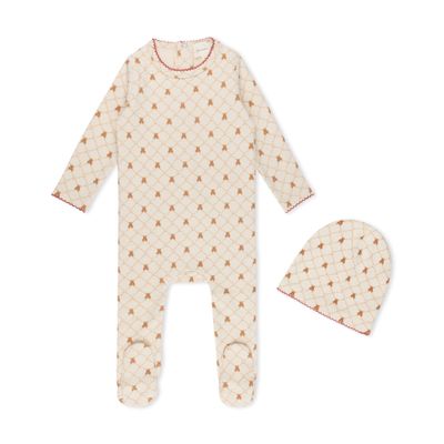 L'Amour Lou BEAR GRID PRINT FOOTIE LLFW15 AW26