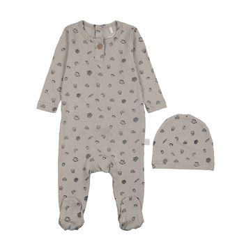 Pouf breakfast-print-footie-grey AW26