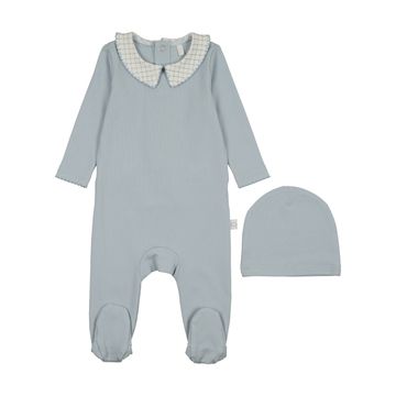 Pouf printed-collar-footie-dusty-blue AW26