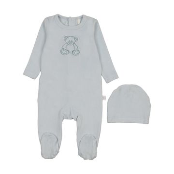 Pouf velour-bear-footie-blue AW26