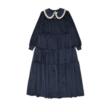 Pouf velour-maxi-robe-navy-1 AW26