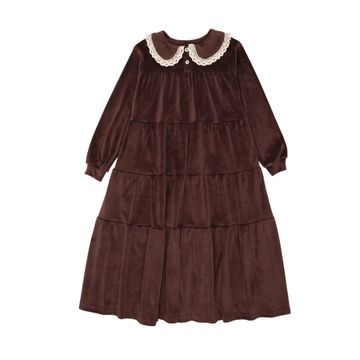 Pouf velour-maxi-robe-brown AW26