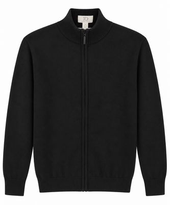 T.O Collection Boys Full Zip Black Sweater SWB-FZ-BLK AW26