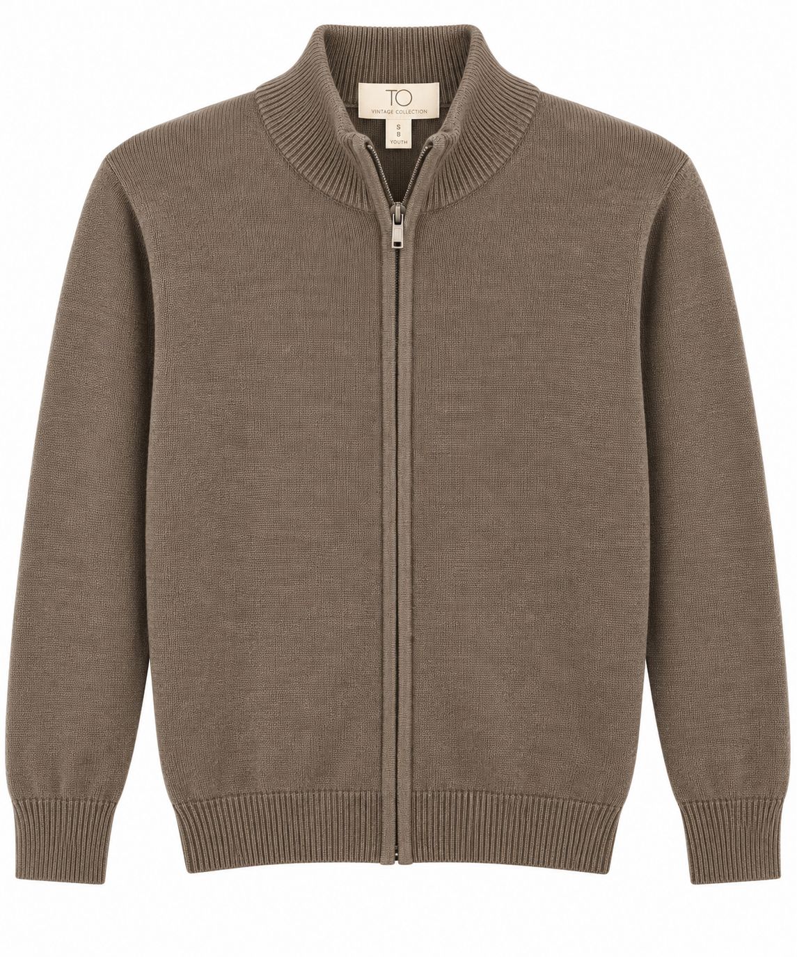 T.O Collection Boys Full Zip Earth Brown Sweater SWB-FZ-EB AW26