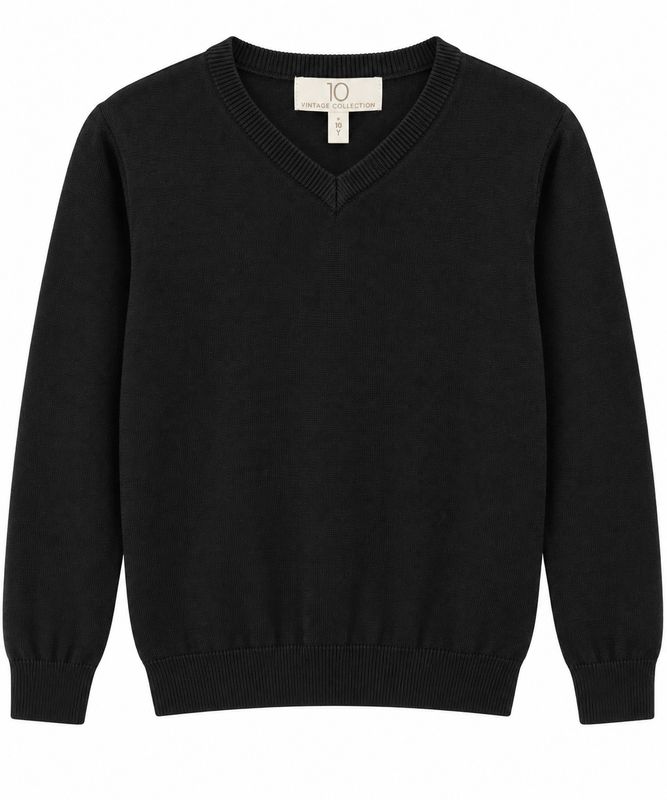 T.O Collection Boys V-NECK Black Sweater SWB-VN-BLK AW26