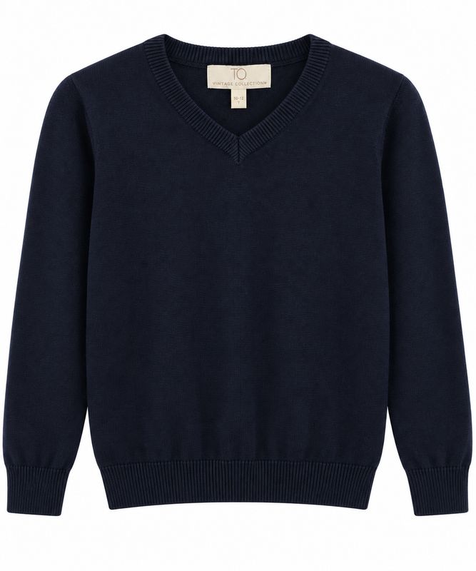 T.O Collection Boys V-NECK Navy Sweater SWB-VN-N AW26