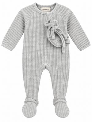 Mema Knits HONEYCOMB WAFFLE TRIMMED FOOTIE + BONNET MAW26-40-2PC AW26