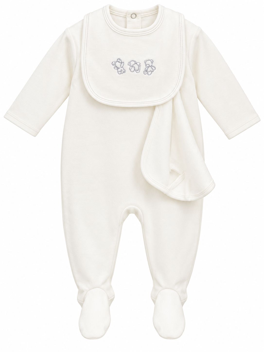 Mema Knits EMBROIDERED STITCH TEDDY FOOTIE + BEANIE MAW26-12-2PC AW26