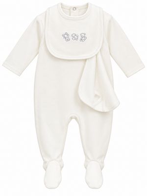 Mema Knits EMBROIDERED STITCH TEDDY FOOTIE + BEANIE MAW26-12-2PC AW26