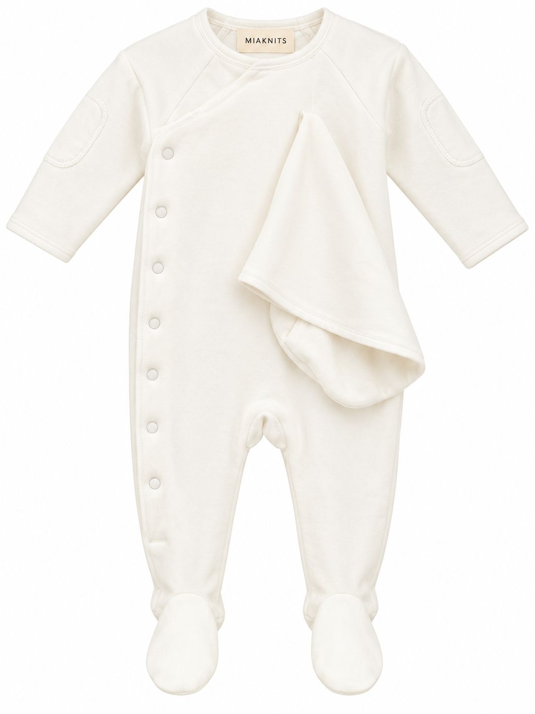 Mema Knits VELOUR SIDE SNAP FOOTIE + BEANIE MAW26-21-2PC AW26