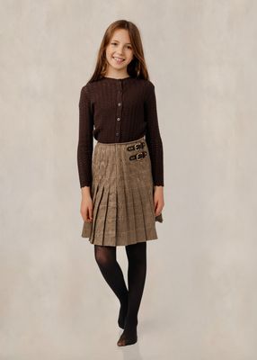LUELLA Brown Textured Cardigan with skirt set GW6104T-A AW26