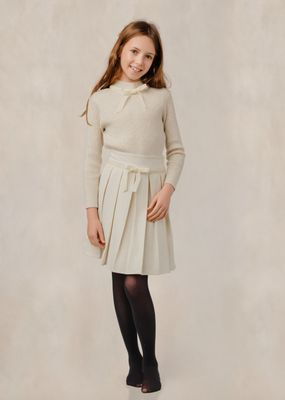 LUELLA Ivory Velvet Bow Knit Top with skirt set GW6006T-A AW26