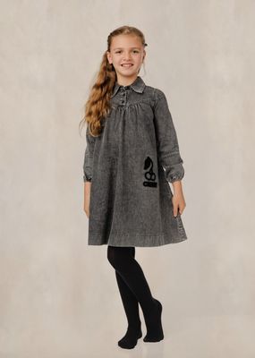 LUELLA Grey Denim Collared Dress GW6040D-A AW26
