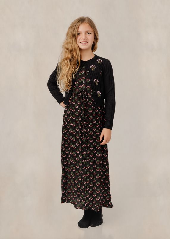 LUELLA Pink Floral Print Dress w/ Embroidered Cardigan GW6075D-A AW26