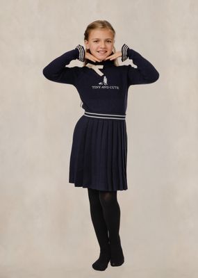 LUELLA Tiny and Cute Navy Top w/ Pink Bow and skirt set GW6723T-A AW26
