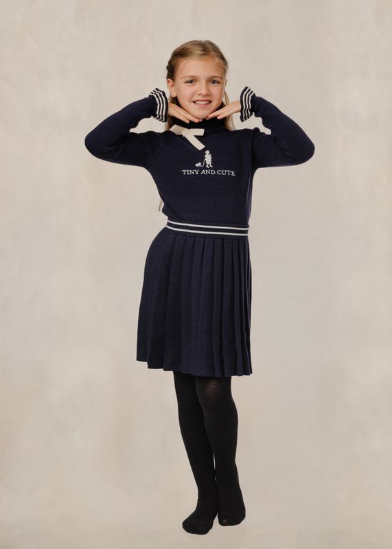 LUELLA Tiny and Cute Navy Top w/ Pink Bow and skirt set GW6723T-A AW26