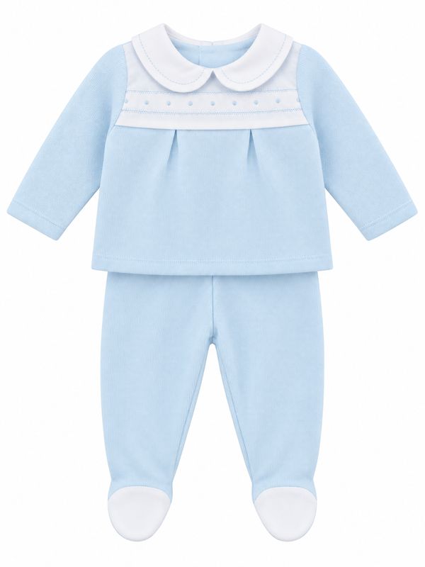 Babidu 50630 Newborn Cotton Knitted Top and Footed Pants Set