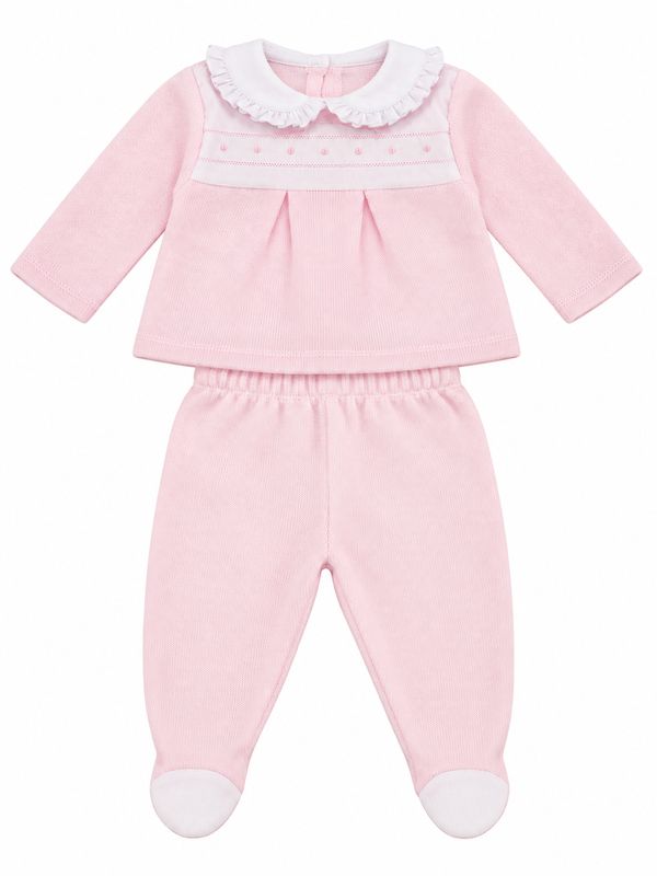 Babidu 51630 Newborn Cotton Knitted Top and Footed Pants Set