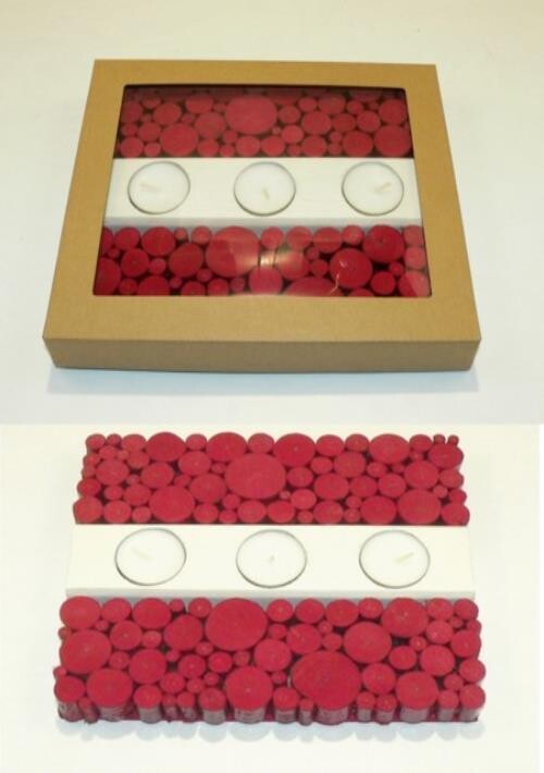Decor - Latvian flag colored candlestick