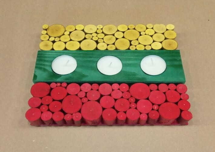 Decor - Lithuanian flag colored candlestick