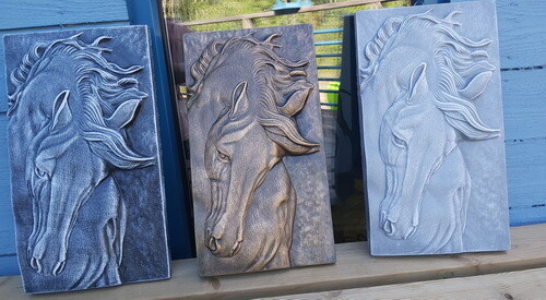 3D glezniņa ar zirgu (mazā), pelēka 3D glezniņa ar zirgu (mazā), pelēka