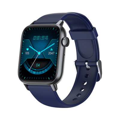 Smartwatch iQuality® QS 2.5D Curved Glass, Functie Apelare si Monitorizare Sanatate, Buton Rotativ, IP67, Baterie 300mAh, Albastru Marina