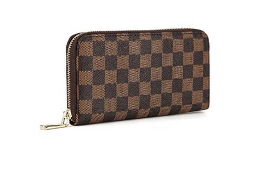Inspired black and brown checkered wallet