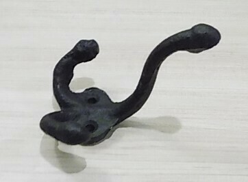Black Cast Iron Acorn Double Hook