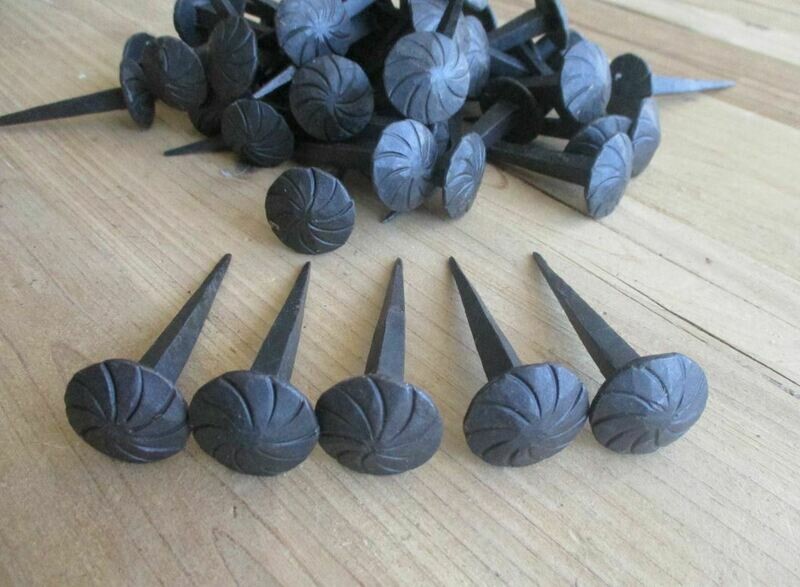 1" BLACK HAND FORGED COAT HOOK / NAILS 3" ROUND SPIRAL HEAD
