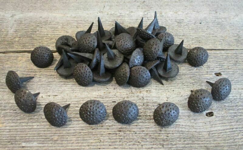 BLACK HAND FORGED IRON DENTED CLAVOS, 1 1/8"WIDE, NAIL IS 1 1/8" LONG