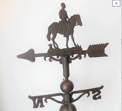 CAST IRON HORSE AND RIDER WEATHERVANE