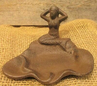 RUSTIC CAST IRON MERMAID COIN DISH RUSTIC CAST IRON MERMAID COIN DISH