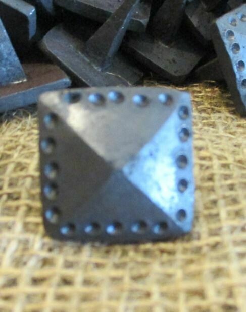 Black Hand Forged Square Distressed Iron Clavos, 1" Wide and 1" Long