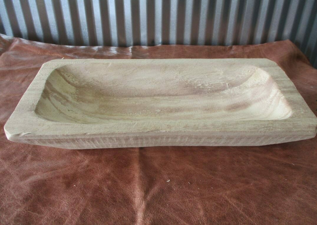 HAND CARVED WOODEN BOWL/TRAY, 12