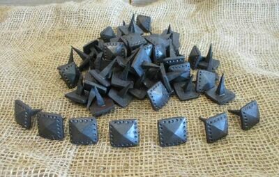 Black Hand Forged Square Distressed Iron Clavos, 1 Black Hand Forged Square Distressed Iron Clavos, 1