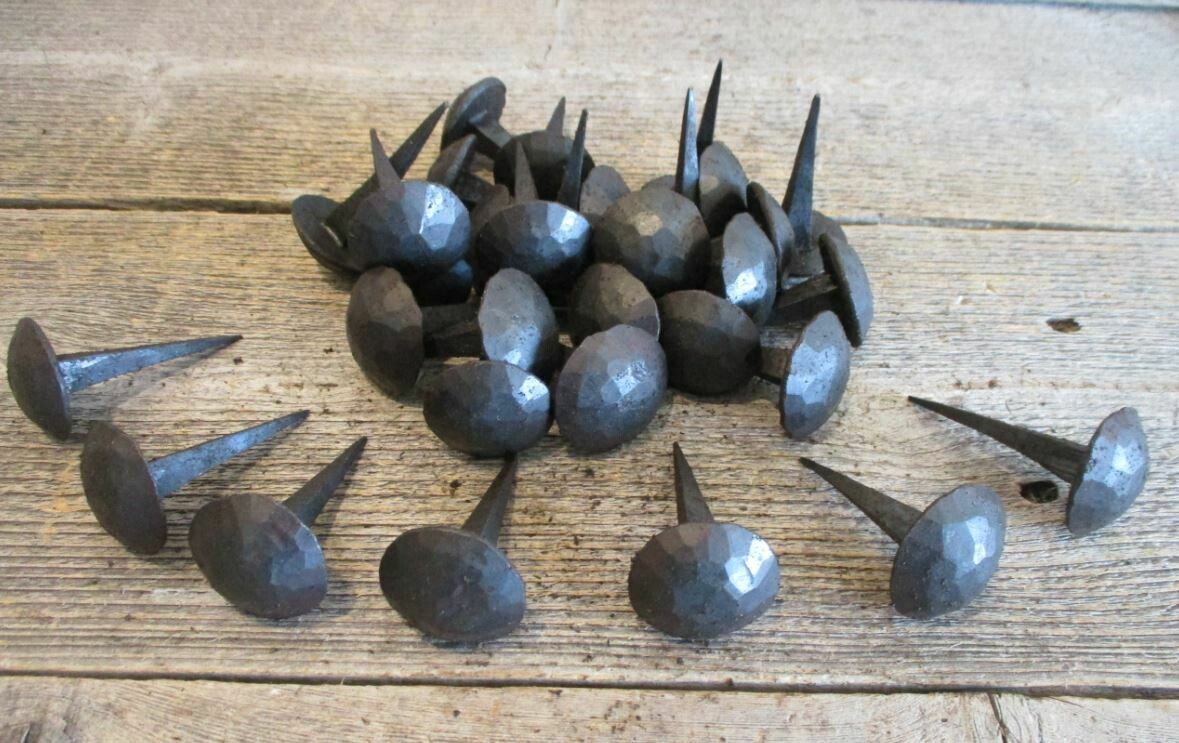 Black Hand Forged Iron Dented Clavos 1 1/8